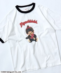 モンチッチ フォトプリントリンガーTシャツ/ビッグシルエット レトロキャラ 韓国人気 ユニセックス