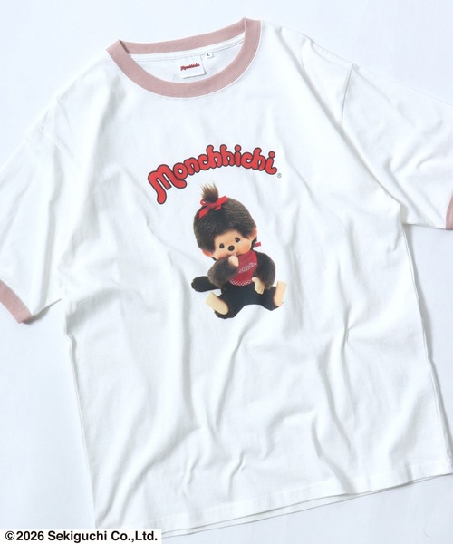 Salong hameu(サロン ハミュー)の「モンチッチ フォトプリントリンガーTシャツ/ビッグシルエット レトロキャラ 韓国人気 ユニセックス(Tシャツ/カットソー・レディース・ホワイト×ブラック/ホワイト×ピンク/ホワイト×イエロー・L/M/S)」の3枚目の写真