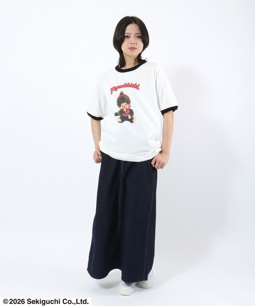 Salong hameu(サロン ハミュー)の「モンチッチ フォトプリントリンガーTシャツ/ビッグシルエット レトロキャラ 韓国人気 ユニセックス(Tシャツ/カットソー・レディース・ホワイト×ブラック/ホワイト×ピンク/ホワイト×イエロー・L/M/S)」の14枚目の写真