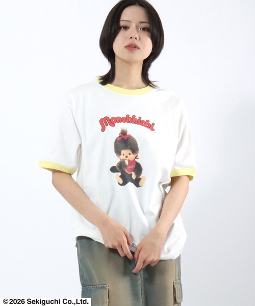 Salong hameu(サロン ハミュー)の「モンチッチ フォトプリントリンガーTシャツ/ビッグシルエット レトロキャラ 韓国人気 ユニセックス(Tシャツ/カットソー・レディース・ホワイト×ブラック/ホワイト×ピンク/ホワイト×イエロー・L/M/S)」の18枚目の写真