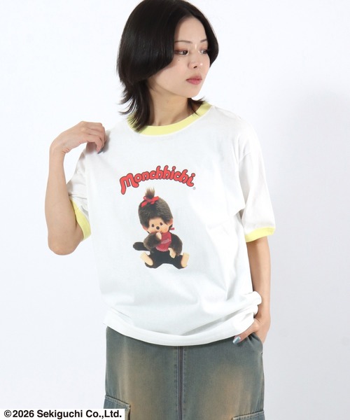 Salong hameu(サロン ハミュー)の「モンチッチ フォトプリントリンガーTシャツ/ビッグシルエット レトロキャラ 韓国人気 ユニセックス(Tシャツ/カットソー・レディース・ホワイト×ブラック/ホワイト×ピンク/ホワイト×イエロー・L/M/S)」の17枚目の写真