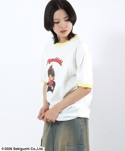 Salong hameu(サロン ハミュー)の「モンチッチ フォトプリントリンガーTシャツ/ビッグシルエット レトロキャラ 韓国人気 ユニセックス(Tシャツ/カットソー・レディース・ホワイト×ブラック/ホワイト×ピンク/ホワイト×イエロー・L/M/S)」の19枚目の写真