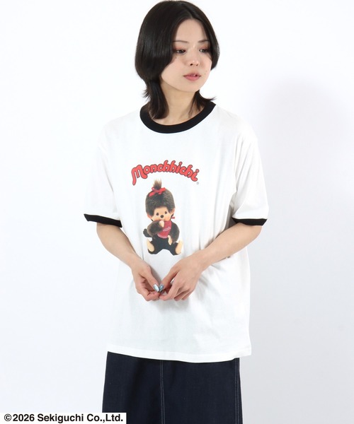 Salong hameu(サロン ハミュー)の「モンチッチ フォトプリントリンガーTシャツ/ビッグシルエット レトロキャラ 韓国人気 ユニセックス(Tシャツ/カットソー・レディース・ホワイト×ブラック/ホワイト×ピンク/ホワイト×イエロー・L/M/S)」の12枚目の写真