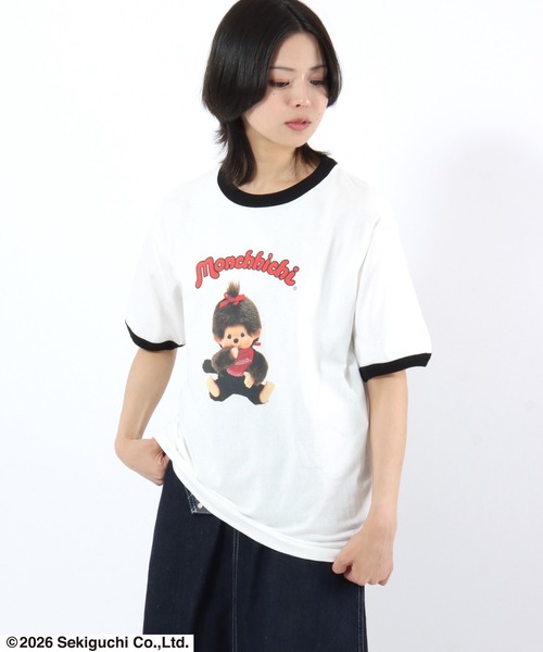 Salong hameu(サロン ハミュー)の「モンチッチ フォトプリントリンガーTシャツ/ビッグシルエット レトロキャラ 韓国人気 ユニセックス(Tシャツ/カットソー・レディース・ホワイト×ブラック/ホワイト×ピンク/ホワイト×イエロー・L/M/S)」の11枚目の写真