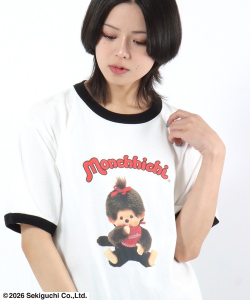 Salong hameu(サロン ハミュー)の「モンチッチ フォトプリントリンガーTシャツ/ビッグシルエット レトロキャラ 韓国人気 ユニセックス(Tシャツ/カットソー・レディース・ホワイト×ブラック/ホワイト×ピンク/ホワイト×イエロー・L/M/S)」の10枚目の写真
