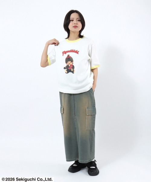 Salong hameu(サロン ハミュー)の「モンチッチ フォトプリントリンガーTシャツ/ビッグシルエット レトロキャラ 韓国人気 ユニセックス(Tシャツ/カットソー・レディース・ホワイト×ブラック/ホワイト×ピンク/ホワイト×イエロー・L/M/S)」の20枚目の写真