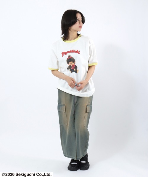 Salong hameu(サロン ハミュー)の「モンチッチ フォトプリントリンガーTシャツ/ビッグシルエット レトロキャラ 韓国人気 ユニセックス(Tシャツ/カットソー・レディース・ホワイト×ブラック/ホワイト×ピンク/ホワイト×イエロー・L/M/S)」の22枚目の写真