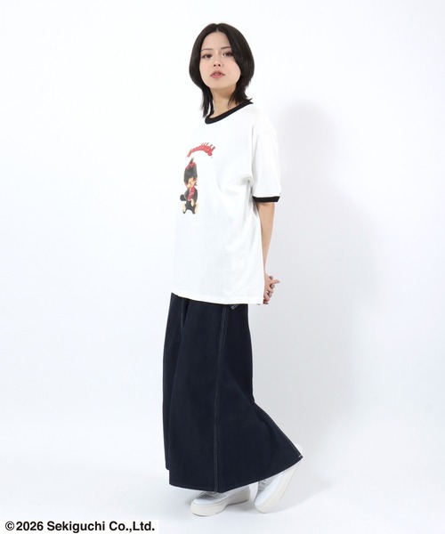 Salong hameu(サロン ハミュー)の「モンチッチ フォトプリントリンガーTシャツ/ビッグシルエット レトロキャラ 韓国人気 ユニセックス(Tシャツ/カットソー・レディース・ホワイト×ブラック/ホワイト×ピンク/ホワイト×イエロー・L/M/S)」の15枚目の写真