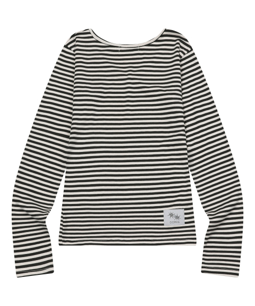 COIRIS(コイリス)の「ロサVネックストライプ長袖Tシャツ(2カラー)(Tシャツ/カットソー・レディース・ホワイト/チャコールグレー×ブラック・FREE)」の3枚目の写真