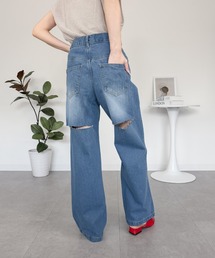 バックスリットデニムパンツ