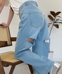 バックスリットデニムパンツ