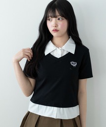 WEGO/ワンポイントシャツレイヤードトップ