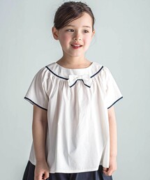 Tartine et Chocolat | 【前後着用可能】【お揃い】リボン付きパフスリーブ シャツブラウス(100~140cm)(シャツ/ブラウス)