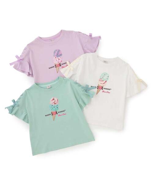 mezzo piano Junior(メゾピアノジュニア)の「【サーティワン アイスクリーム】【接触冷感】袖レースアップTシャツ(Tシャツ/カットソー・キッズ・エメラルド/オフホワイト/ラベンダー・S:140cm/L:160cm/M:150cm)」の9枚目の写真