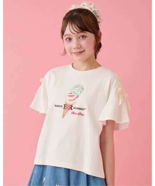 mezzo piano Junior(メゾピアノジュニア)の「【サーティワン アイスクリーム】【接触冷感】袖レースアップTシャツ(Tシャツ/カットソー・キッズ・エメラルド/オフホワイト/ラベンダー・S:140cm/L:160cm/M:150cm)」の10枚目の写真