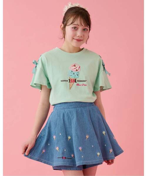 mezzo piano Junior(メゾピアノジュニア)の「【サーティワン アイスクリーム】【接触冷感】袖レースアップTシャツ(Tシャツ/カットソー・キッズ・エメラルド/オフホワイト/ラベンダー・S:140cm/L:160cm/M:150cm)」の13枚目の写真