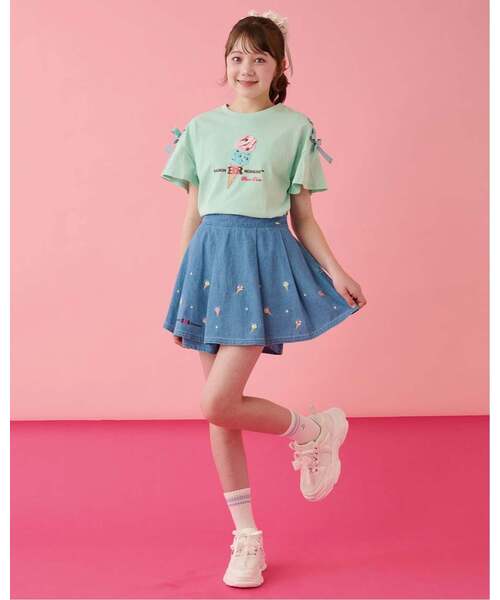 mezzo piano Junior(メゾピアノジュニア)の「【サーティワン アイスクリーム】【接触冷感】袖レースアップTシャツ(Tシャツ/カットソー・キッズ・エメラルド/オフホワイト/ラベンダー・S:140cm/L:160cm/M:150cm)」の14枚目の写真