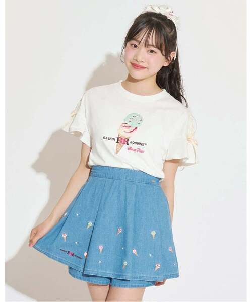 mezzo piano Junior(メゾピアノジュニア)の「【サーティワン アイスクリーム】【接触冷感】袖レースアップTシャツ(Tシャツ/カットソー・キッズ・エメラルド/オフホワイト/ラベンダー・S:140cm/L:160cm/M:150cm)」の15枚目の写真