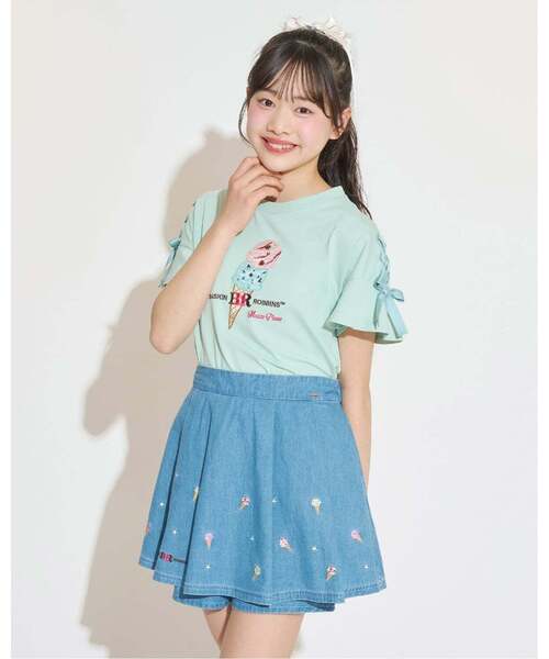 mezzo piano Junior(メゾピアノジュニア)の「【サーティワン アイスクリーム】【接触冷感】袖レースアップTシャツ(Tシャツ/カットソー・キッズ・エメラルド/オフホワイト/ラベンダー・S:140cm/L:160cm/M:150cm)」の17枚目の写真
