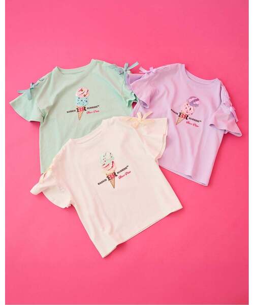 mezzo piano Junior(メゾピアノジュニア)の「【サーティワン アイスクリーム】【接触冷感】袖レースアップTシャツ(Tシャツ/カットソー・キッズ・エメラルド/オフホワイト/ラベンダー・S:140cm/L:160cm/M:150cm)」の21枚目の写真