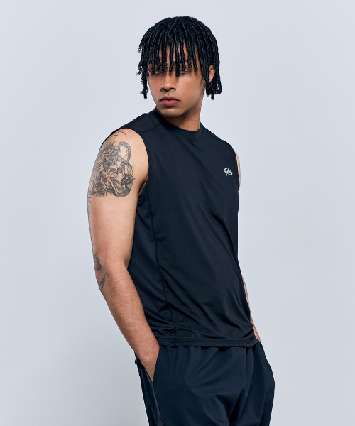 PHYSICAL GARMENTS（フィジカルガーメンツ）の「P2546 機能性ドライデイリーノースリーブ [ブラック]（Tシャツ/カットソー・メンズ・ブラック・MEDIUM/LARGE/X-LARGE/XX-LARGE）」の3枚目の写真