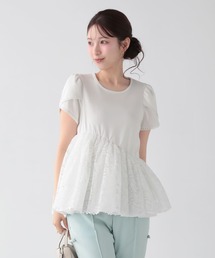 フリンジドットジャガードバックリボンブラウス（シャツ/ブラウス