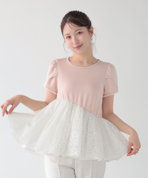 Fit more(フィットモア)の「レースドッキングチューリップ袖トップス(その他トップス・レディース・ホワイト/クリーム/ピンク・FREE)」の10枚目の写真