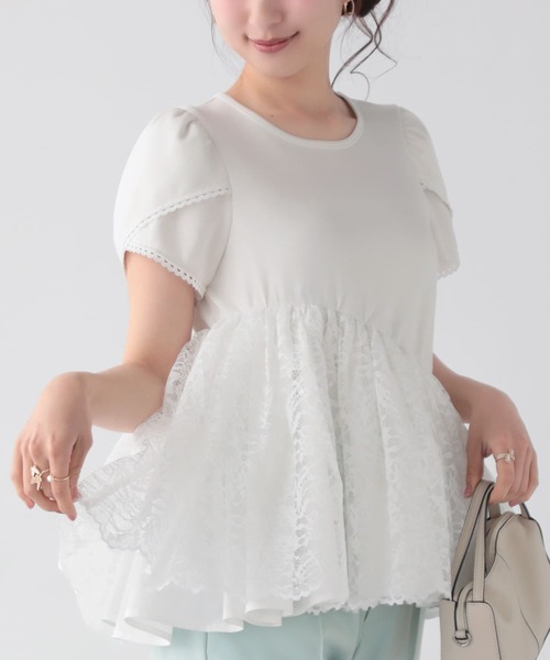 Fit more(フィットモア)の「レースドッキングチューリップ袖トップス(その他トップス・レディース・ホワイト/クリーム/ピンク・FREE)」の15枚目の写真