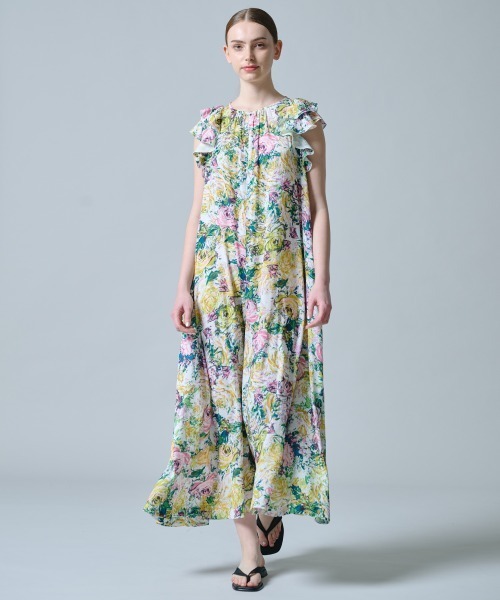 DOUBLE STANDARD CLOTHING(ダブルスタンダードクロージング)の「フラワープリントフリルスリーブワンピース(ワンピース・レディース・マルチ・36/38)」の3枚目の写真