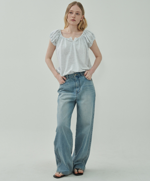 MOTT(モット)の「ボタンシャーリングTシャツ-メランジ(Tシャツ/カットソー・レディース・その他・FREE)」の2枚目の写真