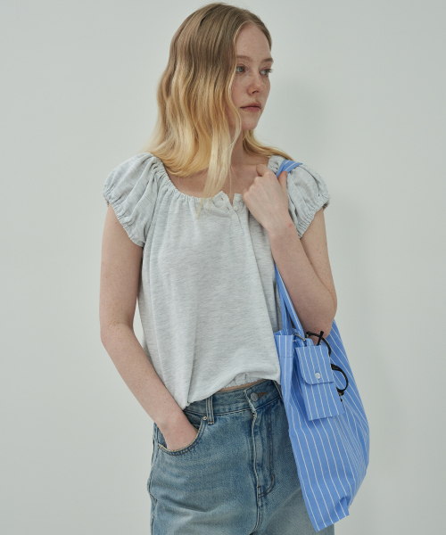 MOTT(モット)の「ボタンシャーリングTシャツ-メランジ(Tシャツ/カットソー・レディース・その他・FREE)」の4枚目の写真