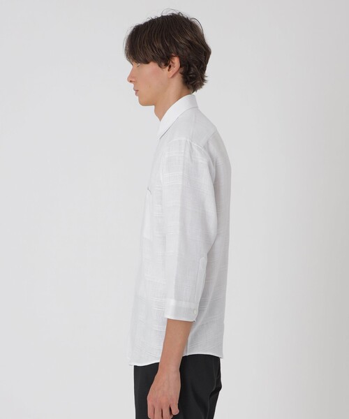 BLACK LABEL CRESTBRIDGE(ブラックレーベル・クレストブリッジ)の「シャドーチェックリネンスリークォーターシャツ(シャツ/ブラウス・メンズ・ブルー/グリーン系その他/オフホワイト/ネイビー・XL/L/M/S)」の7枚目の写真