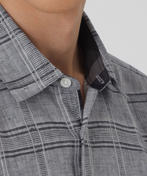 BLACK LABEL CRESTBRIDGE（ブラックレーベル・クレストブリッジ）の「シャドーチェックリネンスリークォーターシャツ（シャツ/ブラウス・メンズ・ブルー/グリーン系その他/オフホワイト/ネイビー・XL/L/M/S）」の21枚目の写真