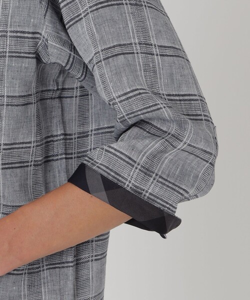 BLACK LABEL CRESTBRIDGE（ブラックレーベル・クレストブリッジ）の「シャドーチェックリネンスリークォーターシャツ（シャツ/ブラウス・メンズ・ブルー/グリーン系その他/オフホワイト/ネイビー・XL/L/M/S）」の20枚目の写真