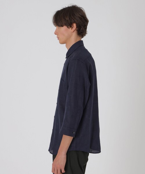 BLACK LABEL CRESTBRIDGE（ブラックレーベル・クレストブリッジ）の「シャドーチェックリネンスリークォーターシャツ（シャツ/ブラウス・メンズ・ブルー/グリーン系その他/オフホワイト/ネイビー・XL/L/M/S）」の16枚目の写真