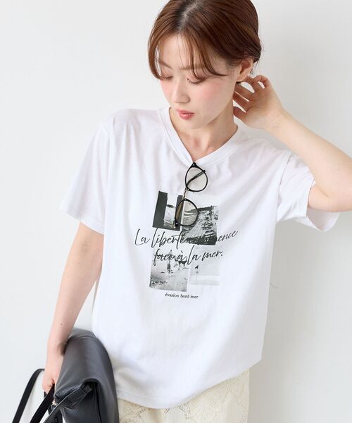 le.coeur blanc（ルクールブラン）の「コラージュフォトTEE（Tシャツ/カットソー・レディース・オフホワイト/チャコールグレー・38）」の20枚目の写真