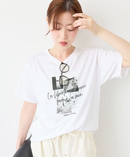 le.coeur blanc（ルクールブラン）の「コラージュフォトTEE（Tシャツ/カットソー・レディース・オフホワイト/チャコールグレー・38）」の21枚目の写真