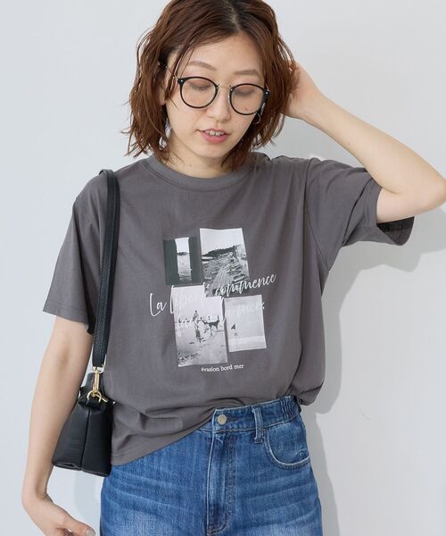 le.coeur blanc（ルクールブラン）の「コラージュフォトTEE（Tシャツ/カットソー・レディース・オフホワイト/チャコールグレー・38）」の8枚目の写真