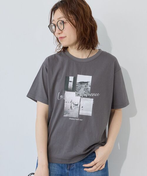 le.coeur blanc（ルクールブラン）の「コラージュフォトTEE（Tシャツ/カットソー・レディース・オフホワイト/チャコールグレー・38）」の9枚目の写真