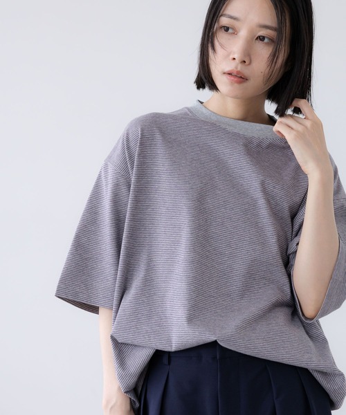 LOWRYS FARM（ローリーズファーム）の「【LFM(U)】ミジンボーダーＴＥＥ　1023540（Tシャツ/カットソー・メンズ・ブラック/グレー/ブルー・MEDIUM/LARGE）」の3枚目の写真