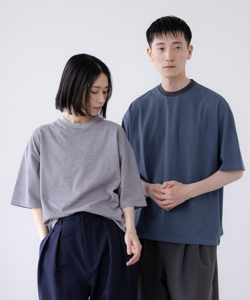 LOWRYS FARM（ローリーズファーム）の「【LFM(U)】ミジンボーダーＴＥＥ　1023540（Tシャツ/カットソー・メンズ・ブラック/グレー/ブルー・MEDIUM/LARGE）」の13枚目の写真