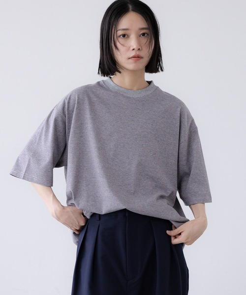 LOWRYS FARM（ローリーズファーム）の「【LFM(U)】ミジンボーダーＴＥＥ　1023540（Tシャツ/カットソー・メンズ・ブラック/グレー/ブルー・MEDIUM/LARGE）」の16枚目の写真