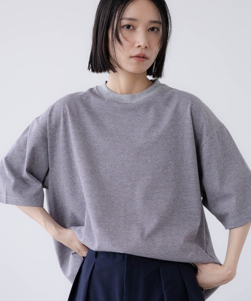 LOWRYS FARM（ローリーズファーム）の「【LFM(U)】ミジンボーダーＴＥＥ　1023540（Tシャツ/カットソー・メンズ・ブラック/グレー/ブルー・MEDIUM/LARGE）」の18枚目の写真