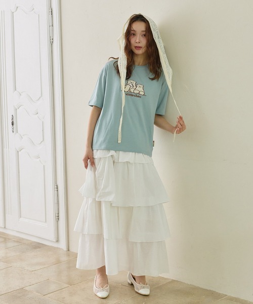 cross marche(クロスマルシェ)の「【サンドイッチハウスメルヘン】サガラ刺繍メルるん♪半袖Tシャツ(Tシャツ/カットソー・レディース・ブラック/ブラウン/サックスブルー・L/M/LL)」の6枚目の写真