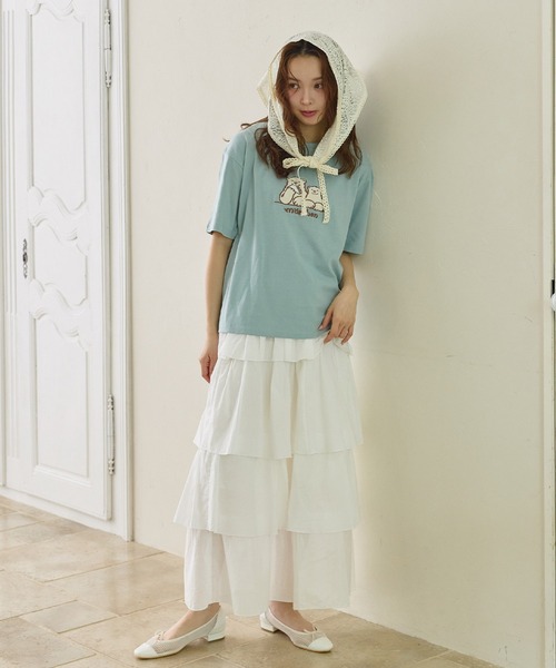 cross marche(クロスマルシェ)の「【サンドイッチハウスメルヘン】サガラ刺繍メルるん♪半袖Tシャツ(Tシャツ/カットソー・レディース・ブラック/ブラウン/サックスブルー・L/M/LL)」の7枚目の写真