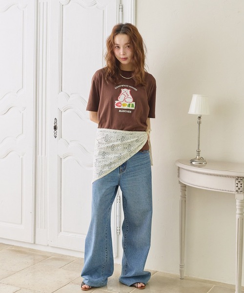 cross marche(クロスマルシェ)の「【サンドイッチハウスメルヘン】サガラ刺繍メルるん♪半袖Tシャツ(Tシャツ/カットソー・レディース・ブラック/ブラウン/サックスブルー・L/M/LL)」の14枚目の写真