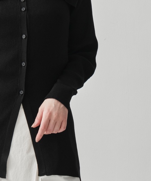 TAN（タン）の「[TAN/タン]2-PIECE RIBBED CARDIGAN（ポロシャツ・レディース・ブラック・FREE）」の9枚目の写真