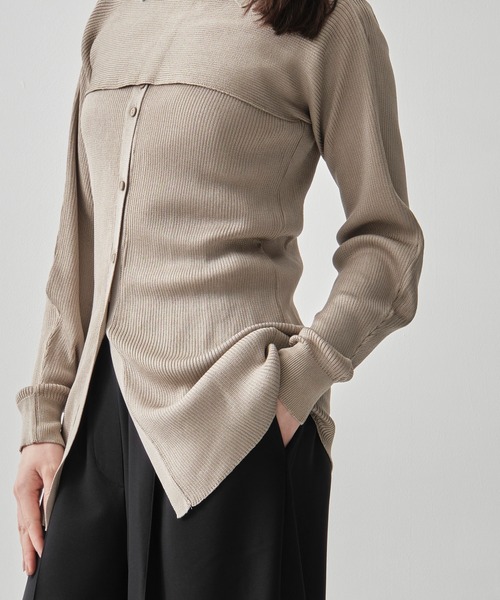 TAN（タン）の「[TAN/タン]2-PIECE RIBBED CARDIGAN（ポロシャツ・レディース・ブラック・FREE）」の21枚目の写真