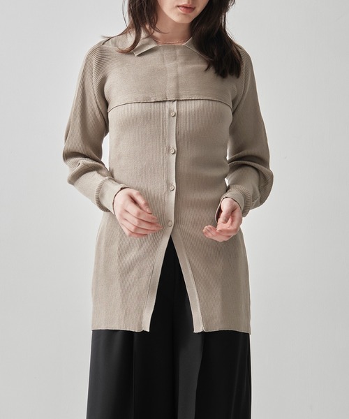 TAN（タン）の「[TAN/タン]2-PIECE RIBBED CARDIGAN（ポロシャツ・レディース・ブラック・FREE）」の19枚目の写真