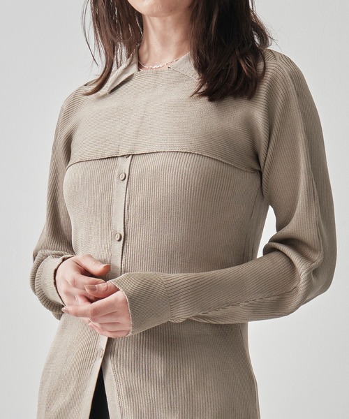 TAN（タン）の「[TAN/タン]2-PIECE RIBBED CARDIGAN（ポロシャツ・レディース・ブラック・FREE）」の18枚目の写真